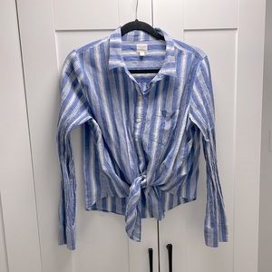 J Crew striped button down size large